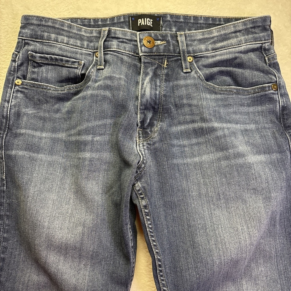 Paige Federal Jeans Womens 29 Dark Indigo Midrise Slim Straight Stretch USA